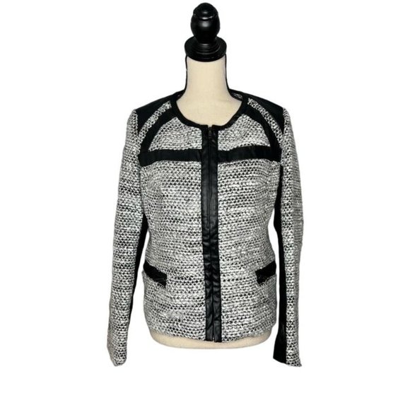 Kut from the Kloth White Black Full Zip Long Sleeve Jacket Women's Size Small S - Picture 7 of 7